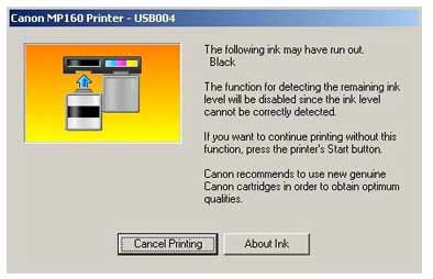 Review error printer canon ink run out