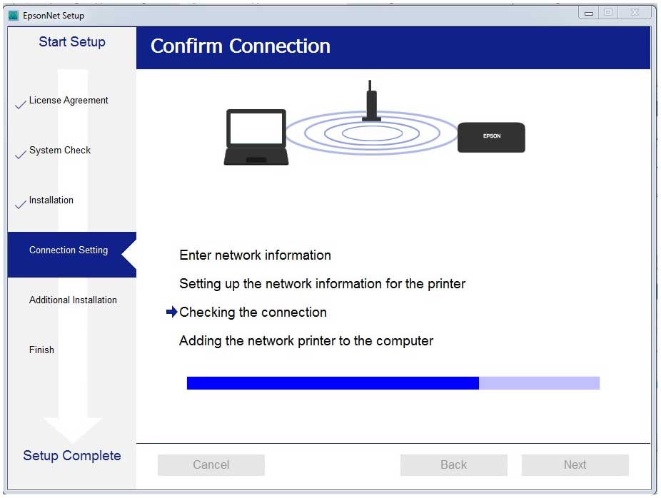 proses penghubungan printer ke jaringan wifi berhasil