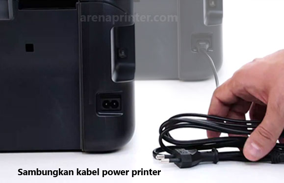 Sambungkan kabel power untuk menyalan printer