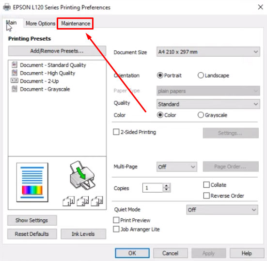 masalah error cetak di printer epson warna tinta hitam