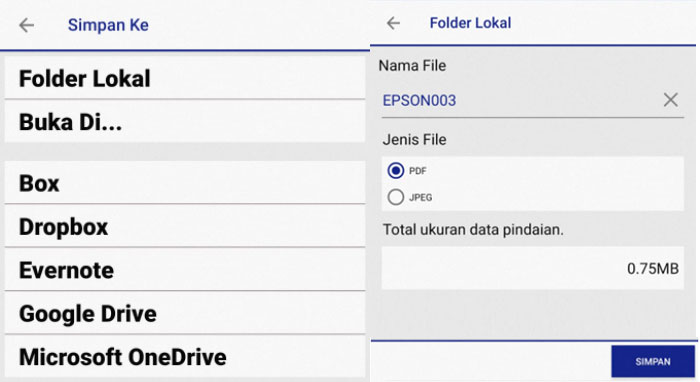 Penyimpanan Hasil Scan Printer Epson L3250 dari smartphone