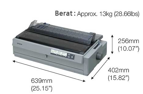 Detail ukuran dimensi printer epson Lq 2910