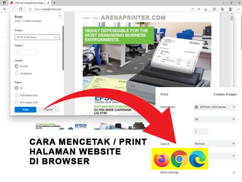 Panduan Cara mudah print halaman website langsung dari browser