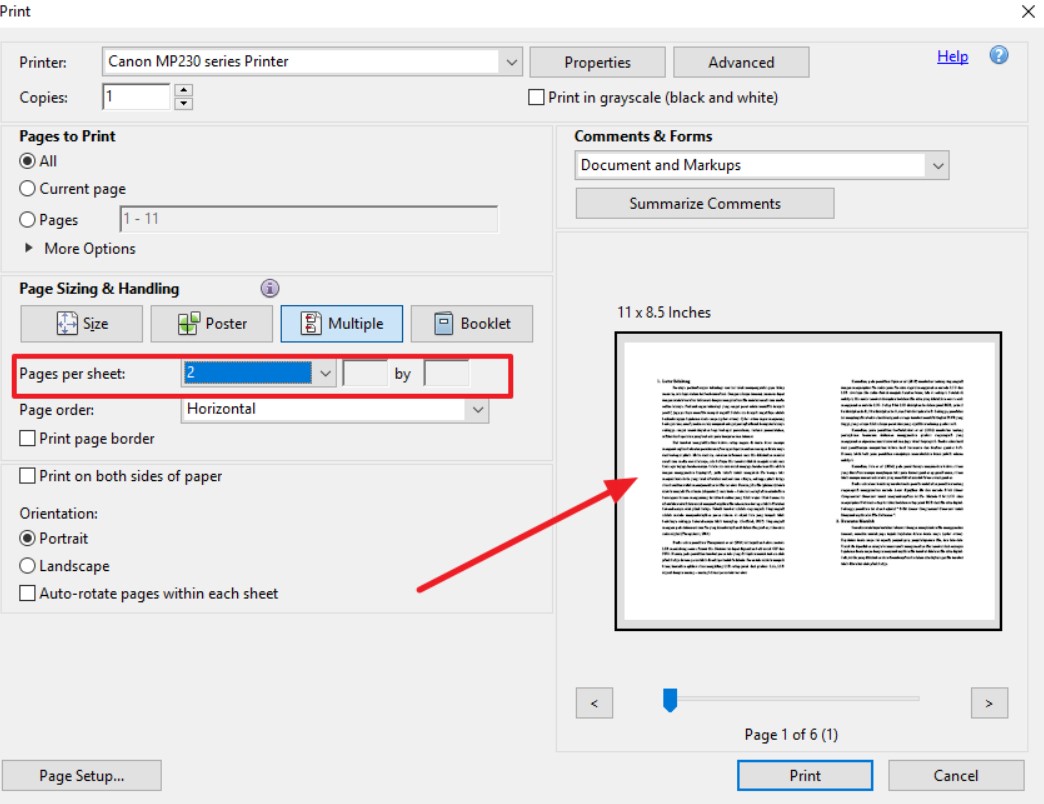 print pdf 1 lembar 2 halaman