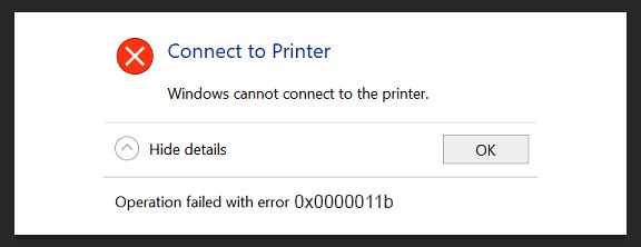 Windows cannot connect to the printer