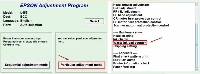 cara reset printer Epson L805